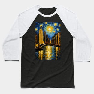 Starry night style New York city Baseball T-Shirt